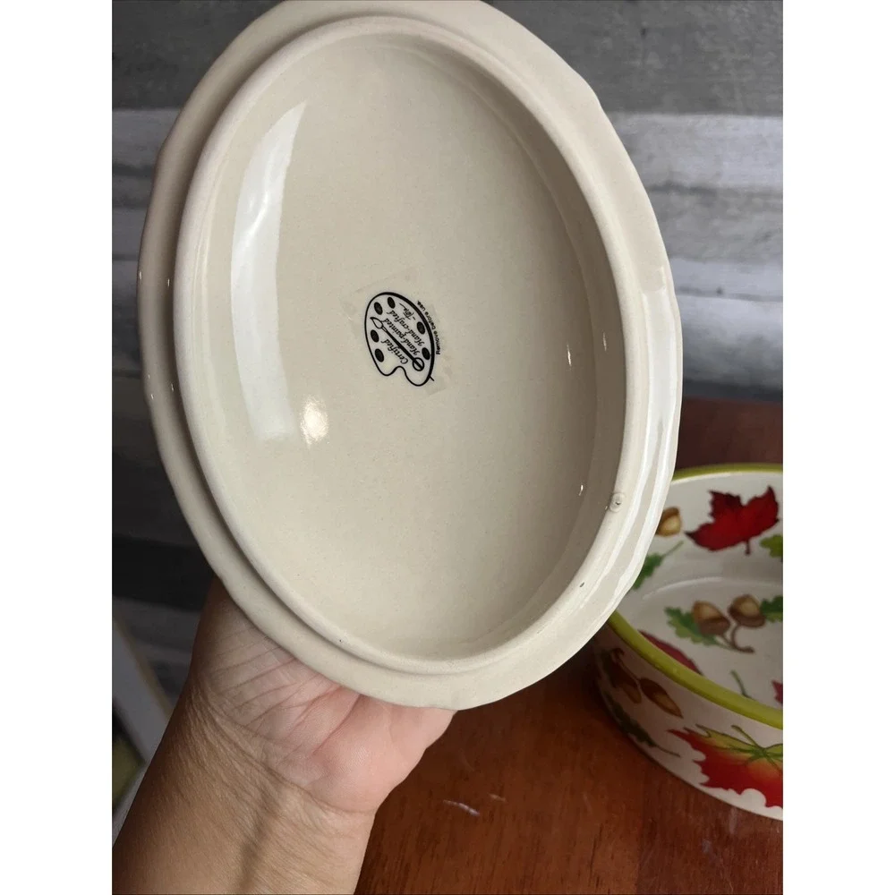 Temptations by Tara Fall Harvest Stoneware Bowl with Lid New 16 oz Ppp-LD-301394